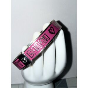 Coach Poppy Pink Enamel Bangle Bracelet – Silver Tone